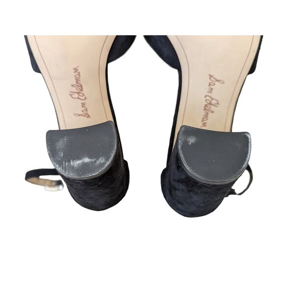 Sam Edelman Yancy Ankle Strap Heeled Sandals Suede Leather Black Size US 7 EU 37 - Picture 7 of 8
